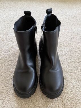 MIA Kids Black Chunky Zip Ankle Boots for Girls Size 3M